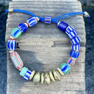 Blue Glass Chevron & Brass