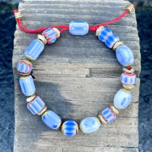 Periwinkle Blue Glass Chevron & Brass