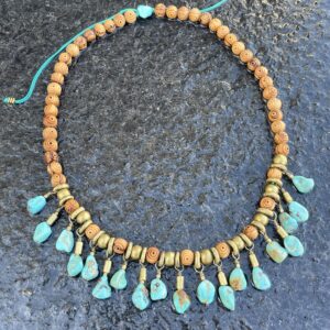 Turquoise Fringe ~ Olive Wood