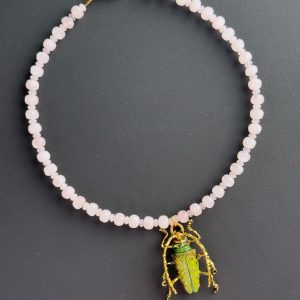 Luxe Bug ~ Light Green with Rose Quartz